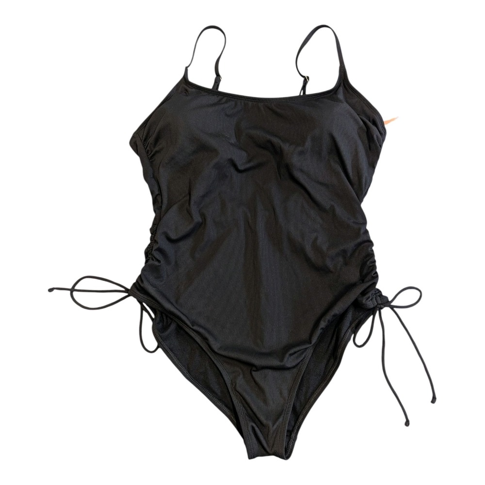 S-11 Ribbed Adjustable Drawstring Medium Coverage Swimsuit - Shade & Shore L